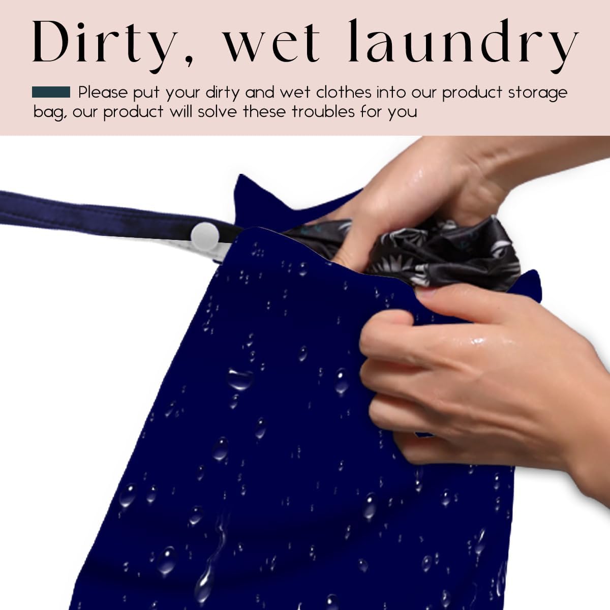 Waterproof Wet Bag for Swimsuit, Travel Beach Wet Dry Bag, Hidden Zipper Reusable Blue Wet Bags, for Travel Beach Wet Swimsuits Toiletries Diapers Dirty Gym Clothes Laundry Bag