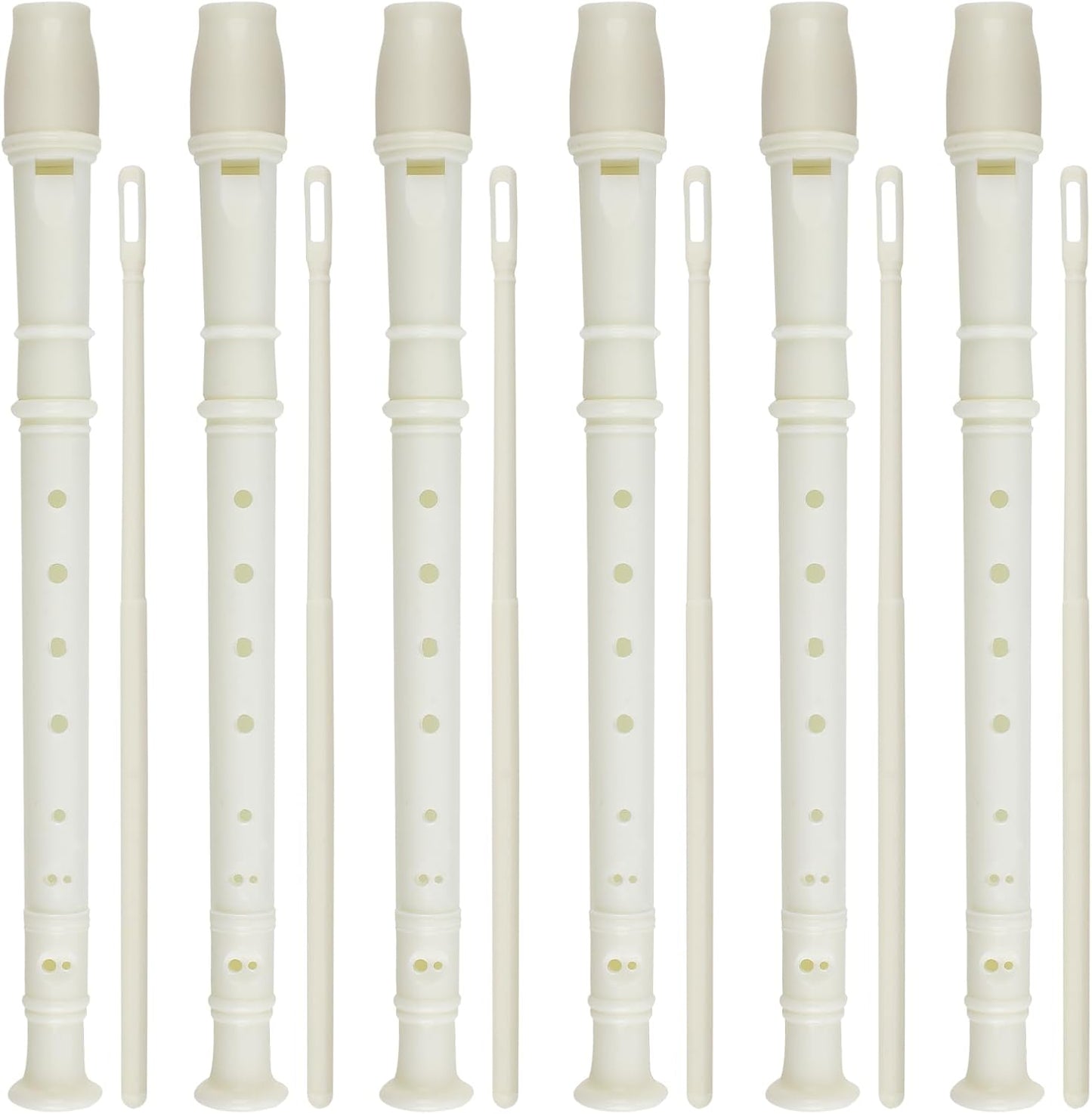 6 PCS 8 Holes Soprano Recorder, Plastic Soprano Recorder Instrument Descant Flute Recorder German Style Soprano Recorder with Cleaning Rod for Kids, Students, Beginners, Class Rewards