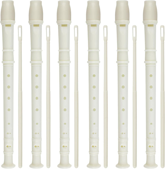 6 PCS 8 Holes Soprano Recorder, Plastic Soprano Recorder Instrument Descant Flute Recorder German Style Soprano Recorder with Cleaning Rod for Kids, Students, Beginners, Class Rewards