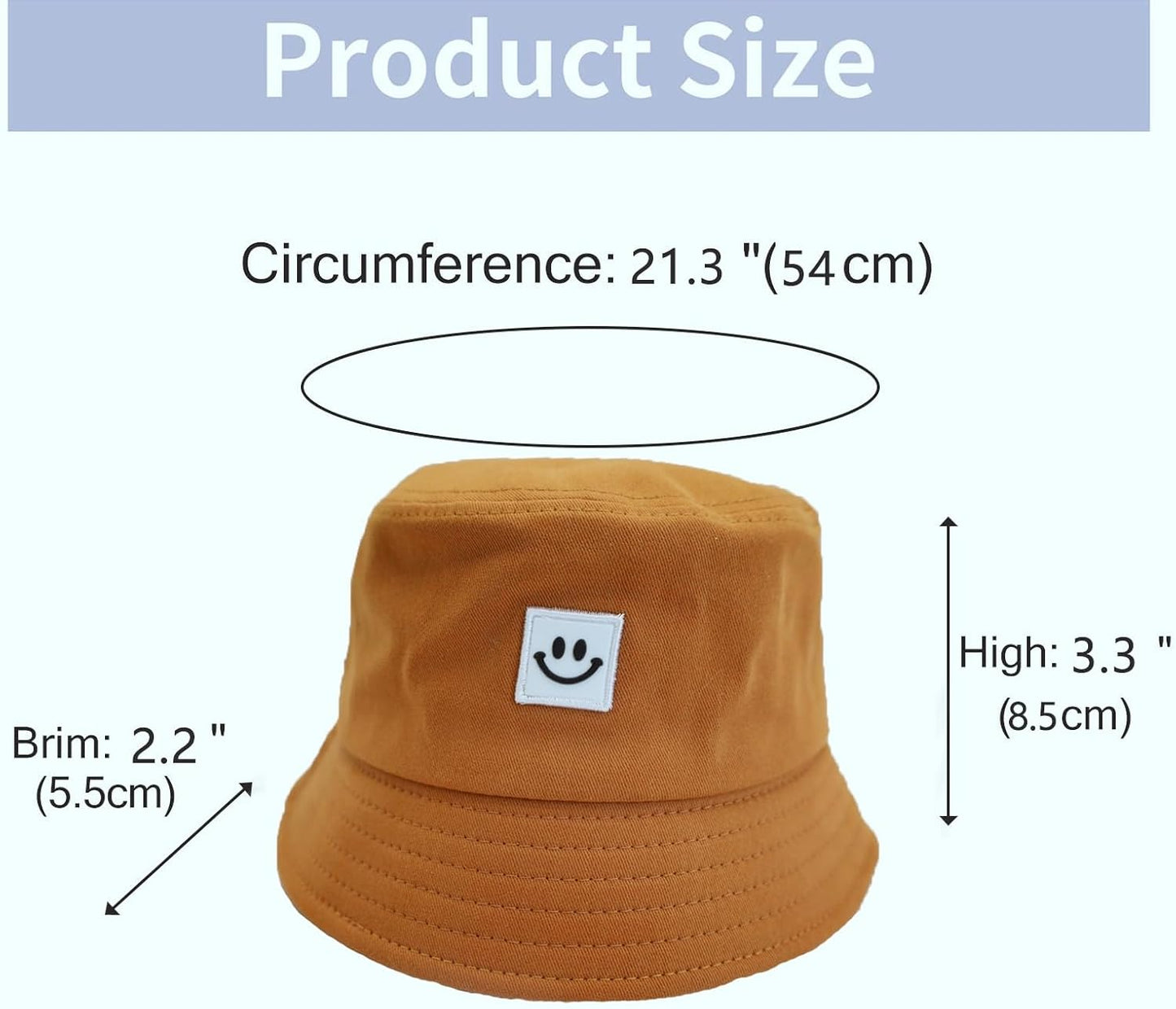 Kids Sun Hat Smile Face Bucket Hat for Girls Boys Summer Sun Protection Cotton Unisex Beach Cap
