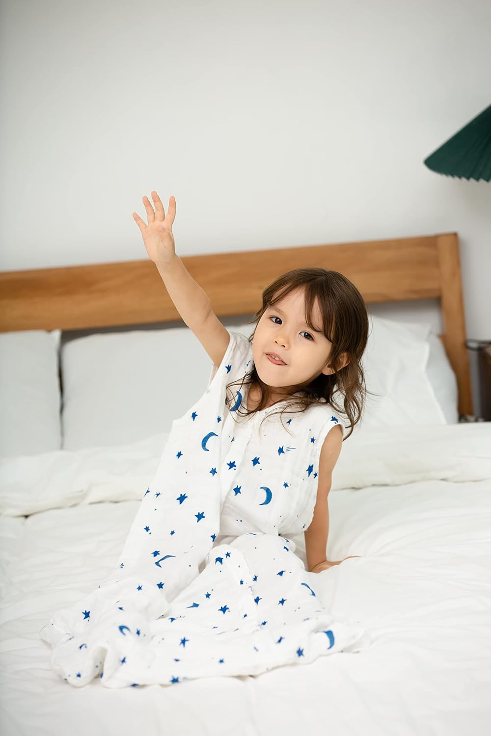 Toddler Sleep Sack for 2-4T Baby, Organic Cotton Wearable Blanket for Boys and Girls 0.5 TOG 2-Way Zipper Soft 4 Layers X-Large Star Moon