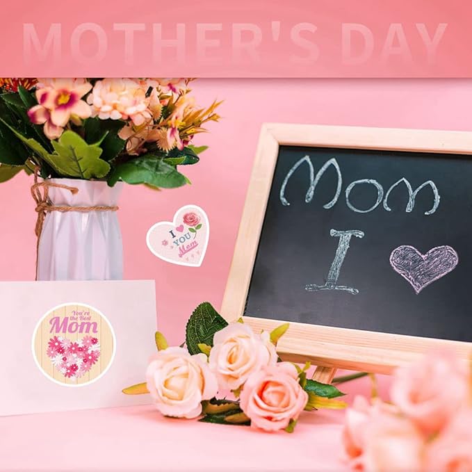 Mothers Day Stickers, Happy Mother's Day Labels Stickers for Mothers Day Card Gifts Present Decoration, Mothers Day Flower Decoration Stickers