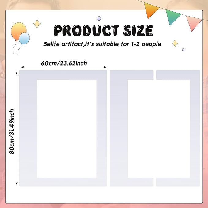 32 x 24 Inch Large Blank DIY Photo Booth Props Picture Frame Party Frame DIY Photo Booth Props Selfie for Birthday, Graduation, Christmas Holiday Party(White,Horizontal)