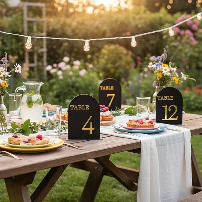 Arch Wedding Table Numbers 1-20 with Stands, 5" X 7" Double Sided Acrylic Wedding Sign Holders, Durable Non-Fading Table Number for Wedding Reception, Events, and Centerpieces