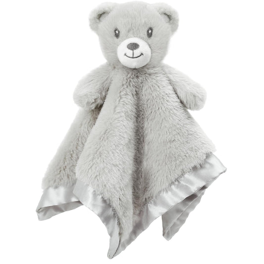 Bear Security Blanket Soft Minky Baby Lovey Animal Plush Blanket Unisex Lovie Gift for Toddler, Boys and Girls, 13.5 Inch (Grey)