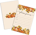 REWIDPARTY Thanksgiving Party Invitation Cards with Envelopes（Set of 15） Food Feast Invites for Family Friends Fall Invitations with Pumpkin and Florals Birthday Bridal Party Fill-in Invitation cards