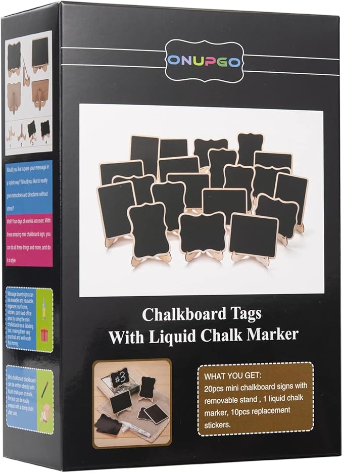 Mini Chalkboard Signs, 20 Pack Small Chalkboard Labels Table Signs with Easel Stand, Wooden Blackboards for Wedding Decor, Party Buffet Display, Place Cards, Food Labels