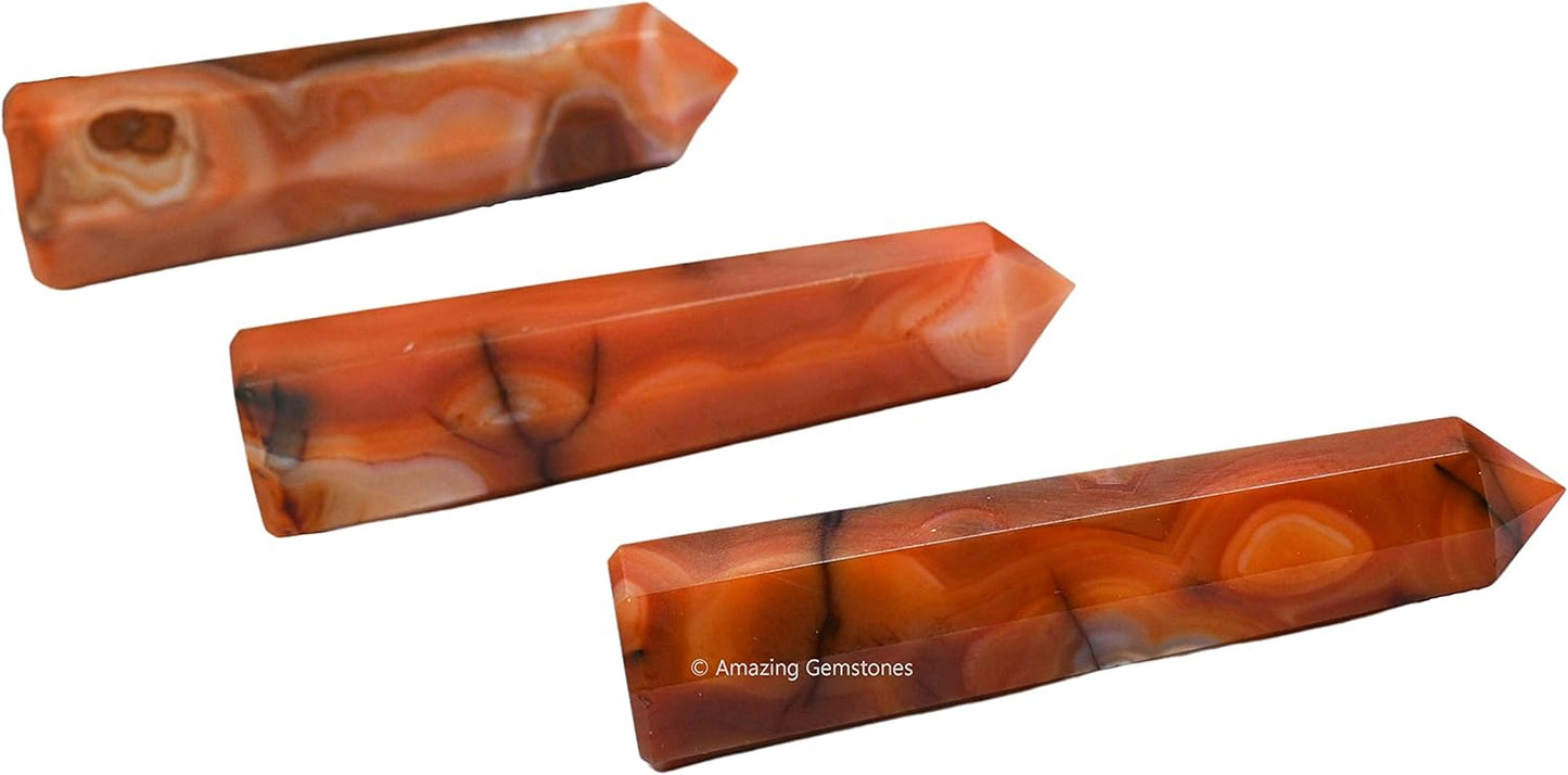 Amazing Gemstone Carnelian Crystal Towers ~ Natural Healing Crystal Point Obelisk for Reiki Healing and Crystal Grid (2" to 3" INCH)