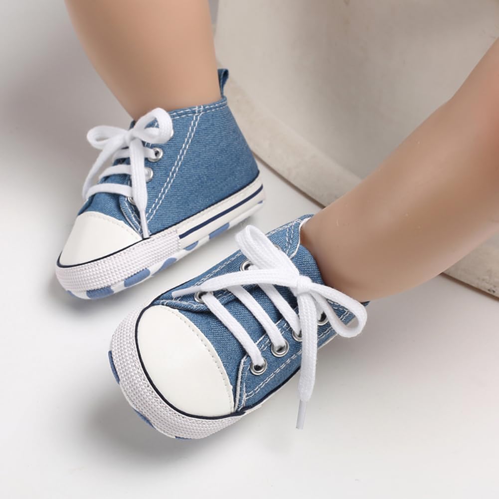 Unisex Baby Girls Boys Canvas High-top Shoes, Newborn Infant Anti-Slip Soft Sole Frist Walking Breathable Sneakers