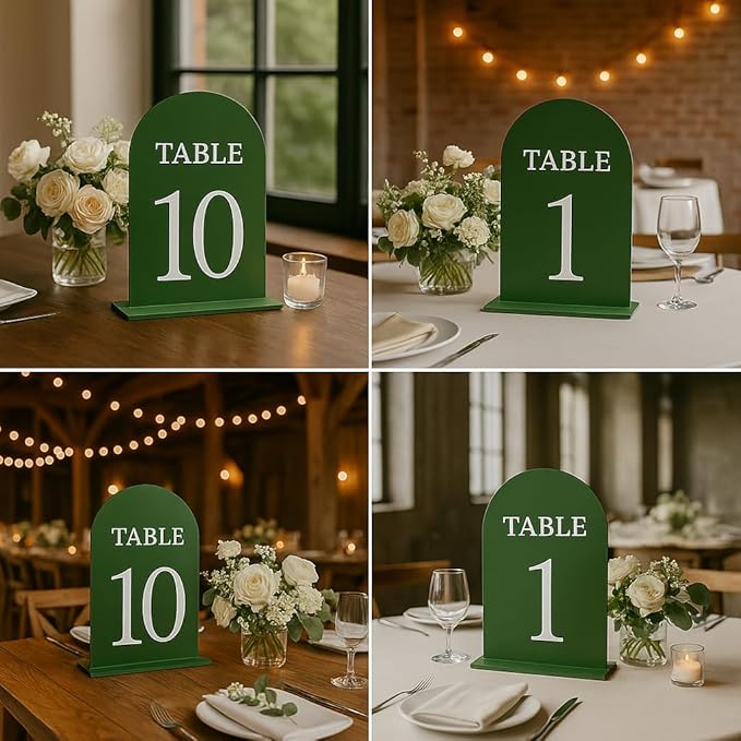 Arch Wedding Table Numbers 1-10 with Stands, 5" X 7" Double Sided Acrylic Wedding Sign Holders, Durable Non-Fading Table Number for Wedding Reception, Events, and Centerpieces