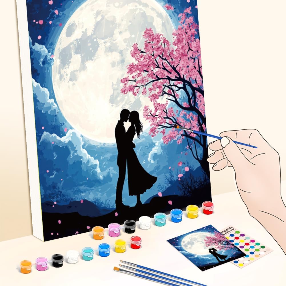 WEBEEDY 10 Pcs Sip and Paint Canvas Set Pre Drawn for Painting, Valentines Painting Kit for Couples Date Night, Art Painting Supplies, Home Date Night Activity, Sip Party Decor, 203x245mm/8x10