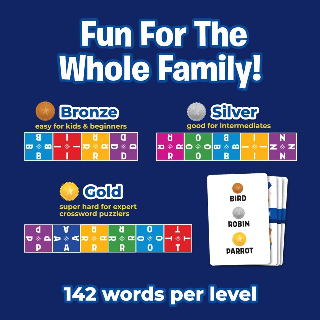 Crossico by Uzzle Games - Family Games for Children & Adults, Crossword Puzzle Word Games - A Thrilling Classic Game with a Twist, 2-4 Players, for Ages 8+