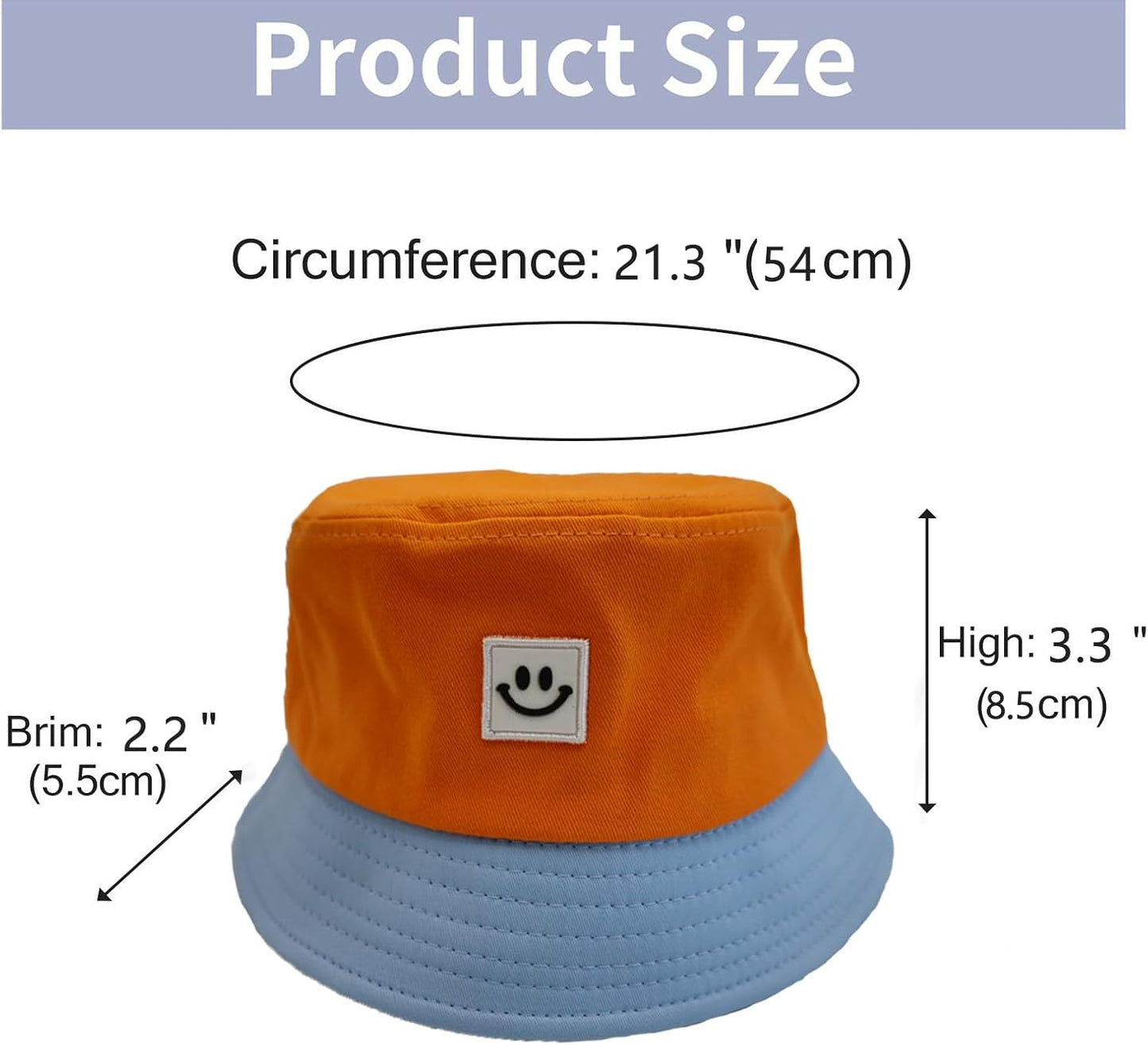 Kids Sun Hat Smile Face Bucket Hat for Girls Boys Summer Sun Protection Cotton Unisex Beach Cap