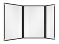 Goodsmart Restaurant Menu Covers – 25 Pack Black 6 Views Trifold, Side-Loading Menu Holders, Vinyl & Plastic Menu Covers, Clear Menu Sleeves, 8.5" x 14" & 4.25" x 14", Café Style with Gold Corners