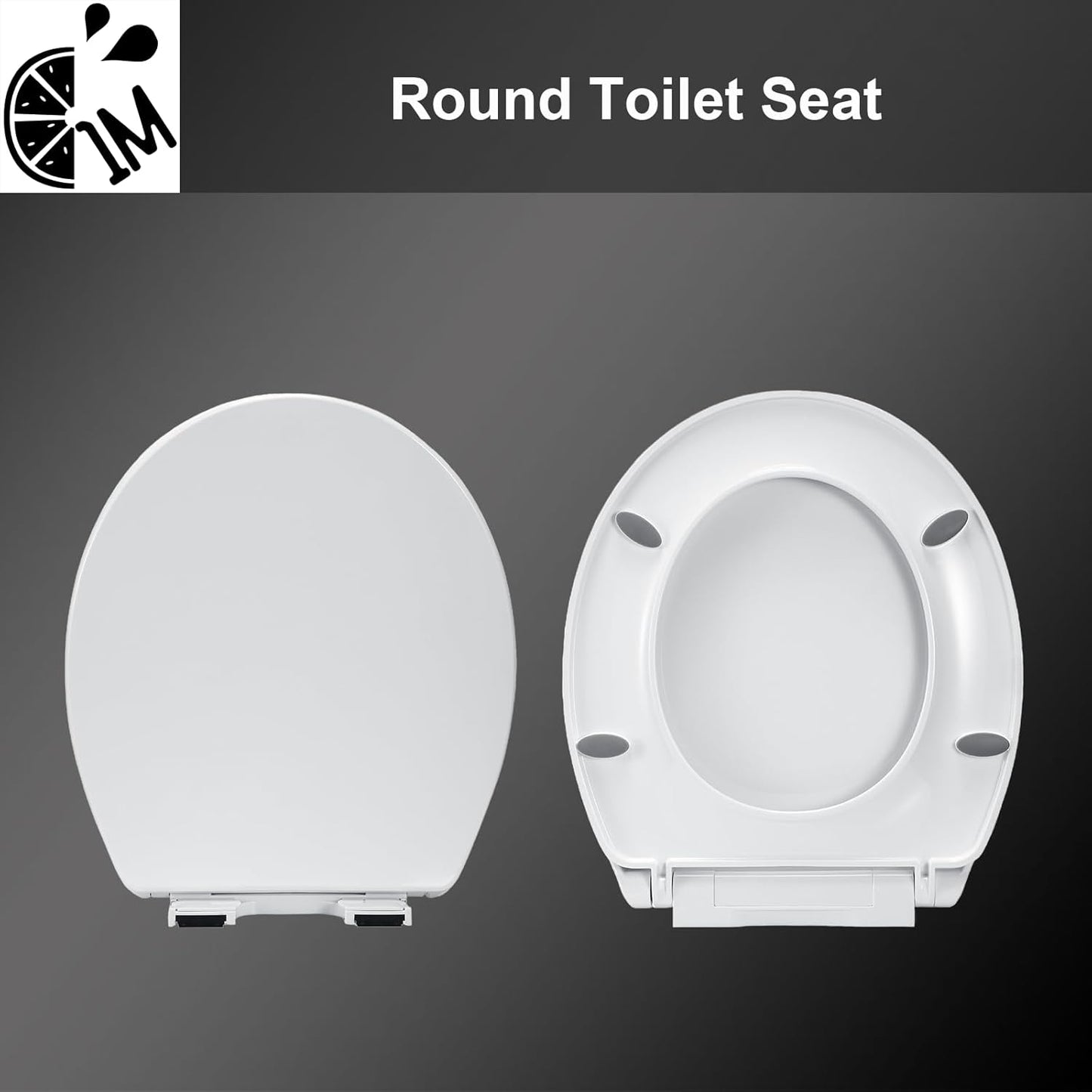 1M Soft Close Toilet Seat Round, Patented Quick Releasing for Easy Cleaning, Anti-Wiggling Design, Easy Installation (2PCS Pack)
