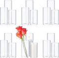 Sawysine 18 Pcs Glass Cylinder Vases 2.5''/2.95''/3.9'' Diameter Clear Flowers Vase Hurricane Floating Candles Holders for Table Centerpieces (3.9 x 8 in,3.9 x 10 in,3.9 x 12 in)