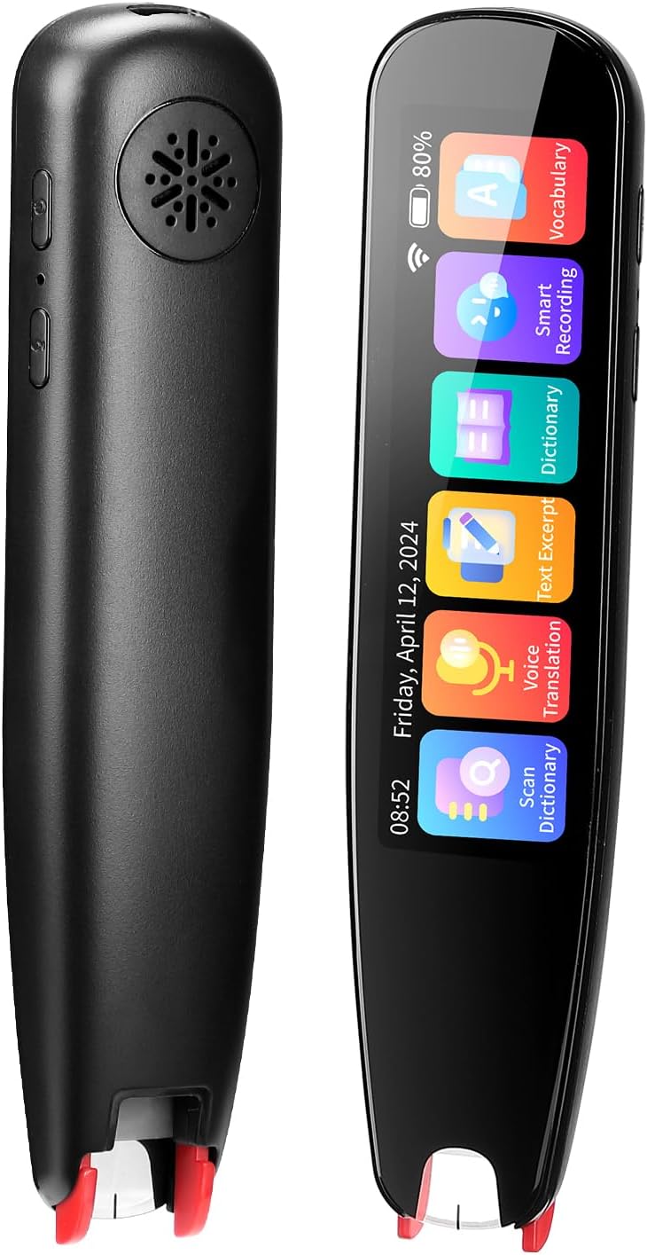 SVANTTO S2 Reader Translator Pen Scanner, Text to Speech Device for Dyslexia, OCR Digital Highlighter Pen, Exam, Bluetooth Langage Translator, No Monthly Fee（Black）