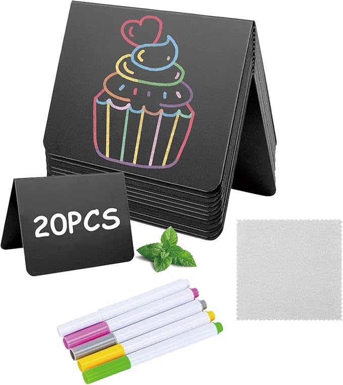 20 Pack Mini Chalkboard Signs,Food Labels for Party Buffet Weddings and Bakery Table Signs Small Chalkboard Sign Reusable Food Signs for Buffet Easy to Write On and Erase(4"x3")