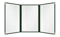 Goodsmart Restaurant Menu Covers – 25 Pack Green 6-View Trifold 8.5" x 14", Side-Loading Vinyl & Plastic Menu Holders, Clear Menu Sleeves, Leather-Style Café Covers with Gold Corners