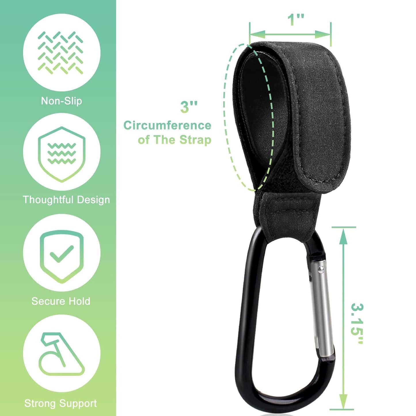 Stroller Hooks for Bags, 2 Pack Non-Slip Stroller Clips and Hooks, Adjustable Stroller Carabiner Clip, Baby Stroller Accessories, Hooks for Bike, Scooter, Wheelchair, Walker by Aguwontior