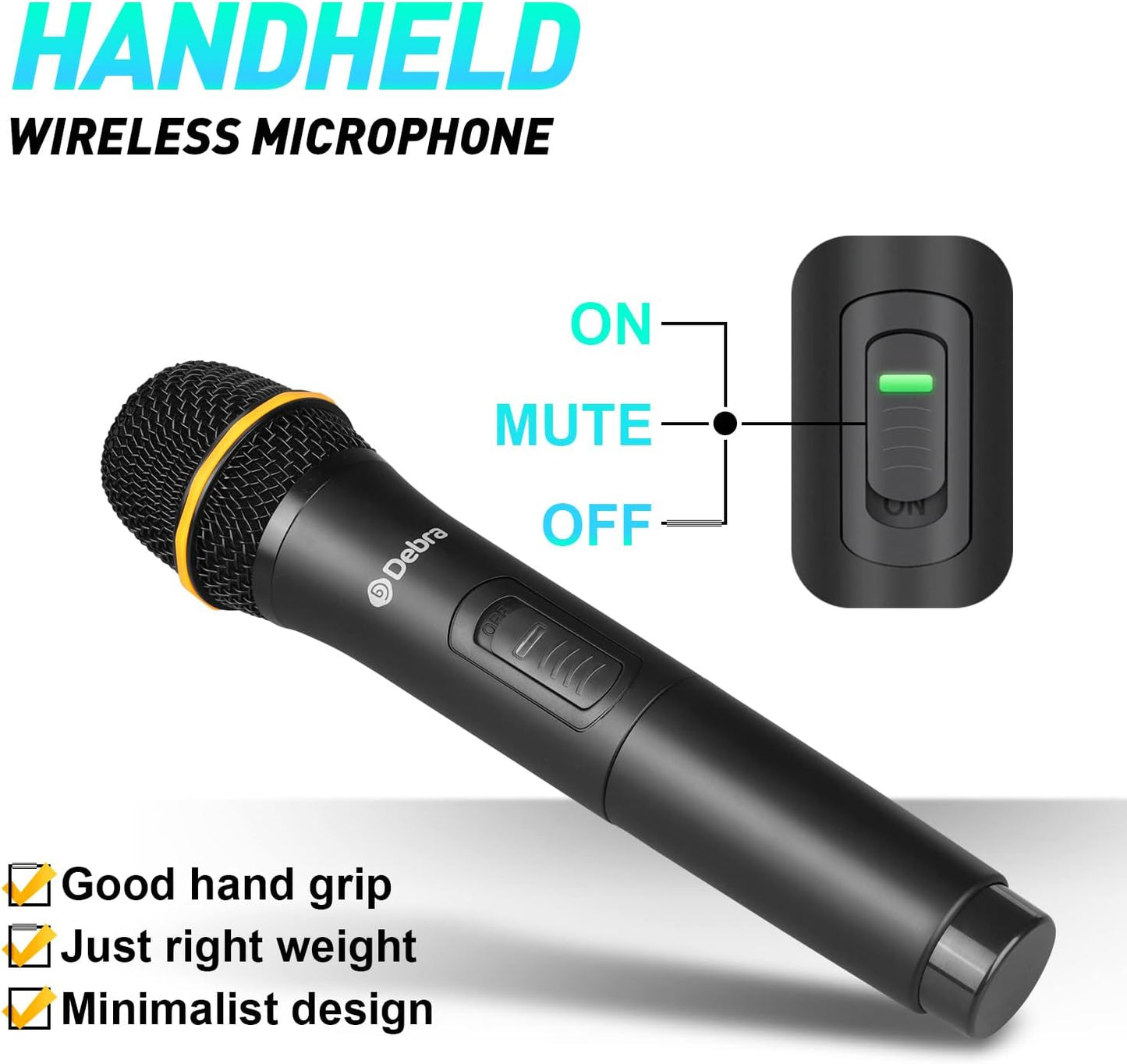 D Debra Audio AU800 Pro UHF 8 Channel Wireless Microphone System with Cordless Handheld Lavalier Headset Mics, Metal Receiver, Ideal for Karaoke Church Party (4 Handheld & 4 Bodypack)