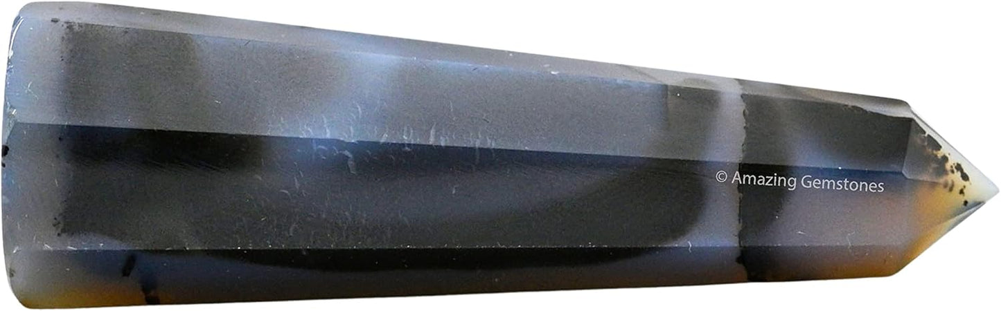 Amazing Gemstone Dendrite Agate Crystal Towers - Natural Healing Crystal Point Obelisk for Reiki Healing and Crystal Grid (3 Inch)