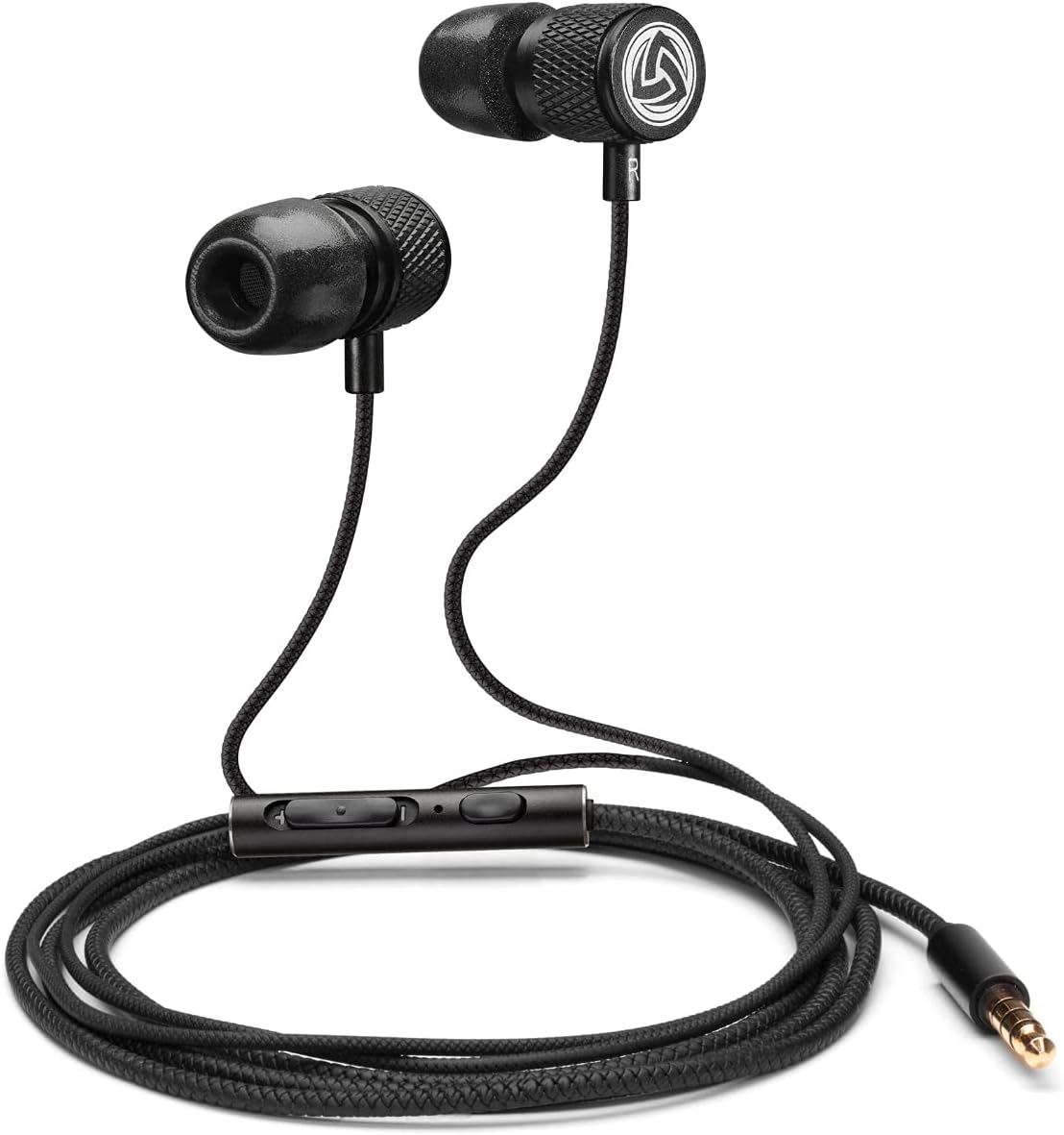 LUDOS Ultra Wired Earbuds in-Ear Headphones, 5 Years Warranty, Earphones with Microphone, Noise Isolating Ear Buds, Memory Foam for iPhone, Samsung, School Students, Kids, Women, Small Ears - Black