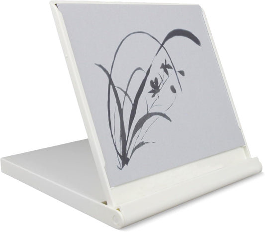 Mini Buddha Board Art Set: Water Drawing Writing Board w/Mini Water Brush for Mindfulness & Meditation – Inkless Zen Based Drawing Board, Painting & Art Supplies, Ideal Relaxation Gift (5”x5” White)