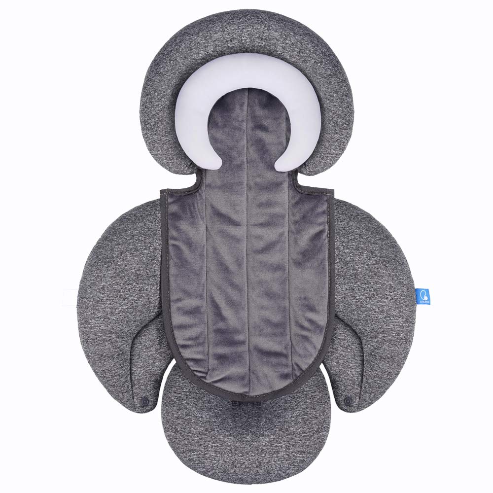 COOLBEBE New 2-in-1 Babybody Cushion for Baby Newborn Infants - Extra Soft Stroller Cushion Pads Car Seat Insert, Perfect for Carseats, Strollers, Swings, Grey