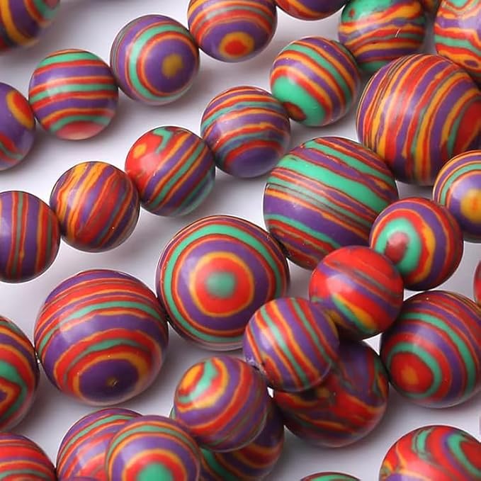 Painted Peacock Turquoise Stone Beads Gemstone Round Crystal Energy Jade Beads Stone Beads for Jewelry Making DIY Bracelet Necklace Jewelry Making 1 Strand 15.5inch 45PCS 8MM