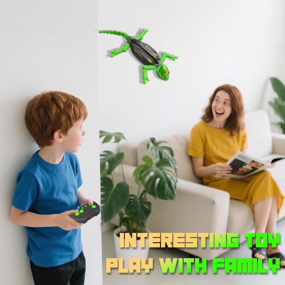 Wall Climbing RC Chameleon Toy for Kids, Rechargeable Remote Control Lizard Toy with LED Eyes, Dual Mode Floor & Wall Driving, Gift for Boys Girls Ages 3+