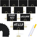 TecUnite 12 Pcs Mini Chalkboard Signs, 4"x3" Small Chalkboard Label with Metal Stand 2 Water Based Chalk for Food Buffet Tabletop Blackboard Sign for Party Bakery(Gold,3.4 x 1.6 in)