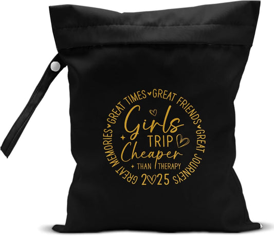 Girls Trip Gifts Wet Dry Bag, Beach Bag Wet Bag Favors, for Swimsuit Toiletry Travel Essentials For Women Aloha Bags, Beach Travel Gym Laundry bags for Dirty Diaper Swimsuit Gifts (Black)