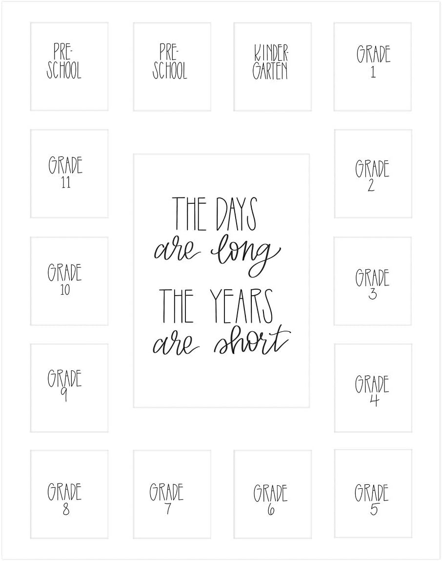 Rustic Red Door Co. School Days Picture Mat - White, 15 Openings, 2 Pre-School - 12th Grade