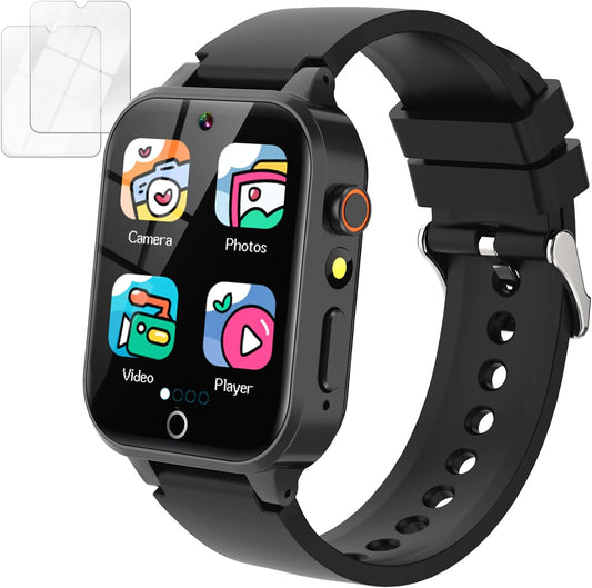 Vakzovy Kids Smart Watch Boys with 26 Puzzle Games HD Touchscreen Camera Pedometer Music Player Flashlight, Kids Toys Birthday Gifts for Boys Age 6-12 Kid Watch Boy 8-10 with Screen Protector