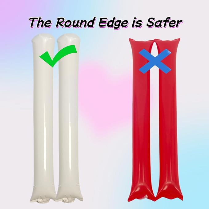 40pcs Round headTeam Spirit Boom Sticks Thunder Sticks Cheering Sticks Team Spirit Plastic Cheerleading Spirit Stick Clapper Inflatable Noise Maker Sports Supply (White)