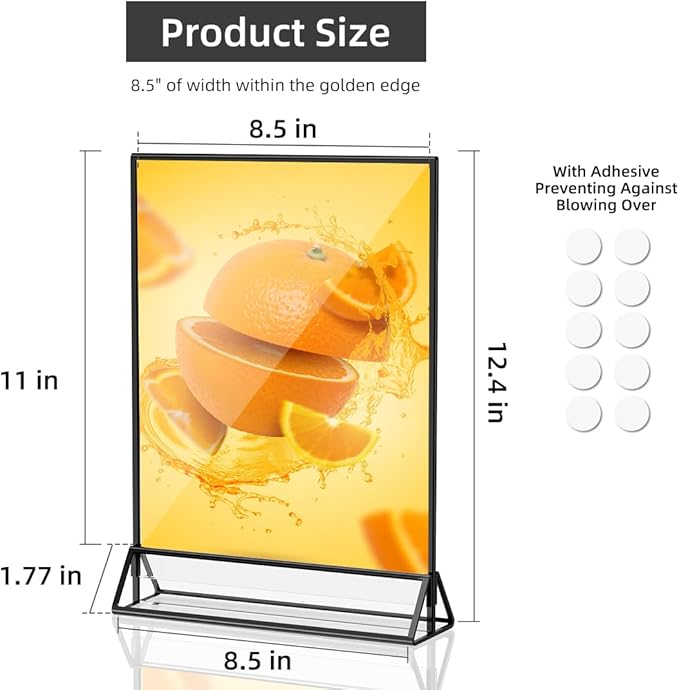 Acrylic Sign Holder 8.5X11 Clear Sign Holder,Double Sided Flyer Holder, Table Menu Holder Display Stand for Wedding Table Number Black (6pcs)