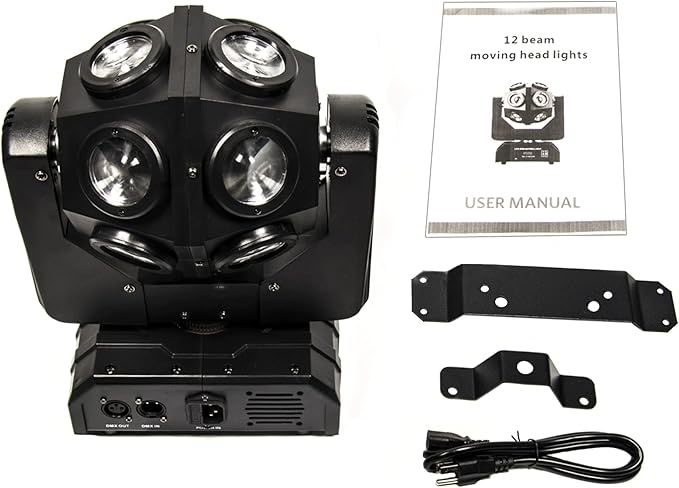 Moving Head DJ Light Party RGBW LED Beam Lights DMX 512 Strobe Light with Sound Activated 360°Rotation Stage Lighting Equipment for Events DJ KTV Disco Wedding Concert Festival