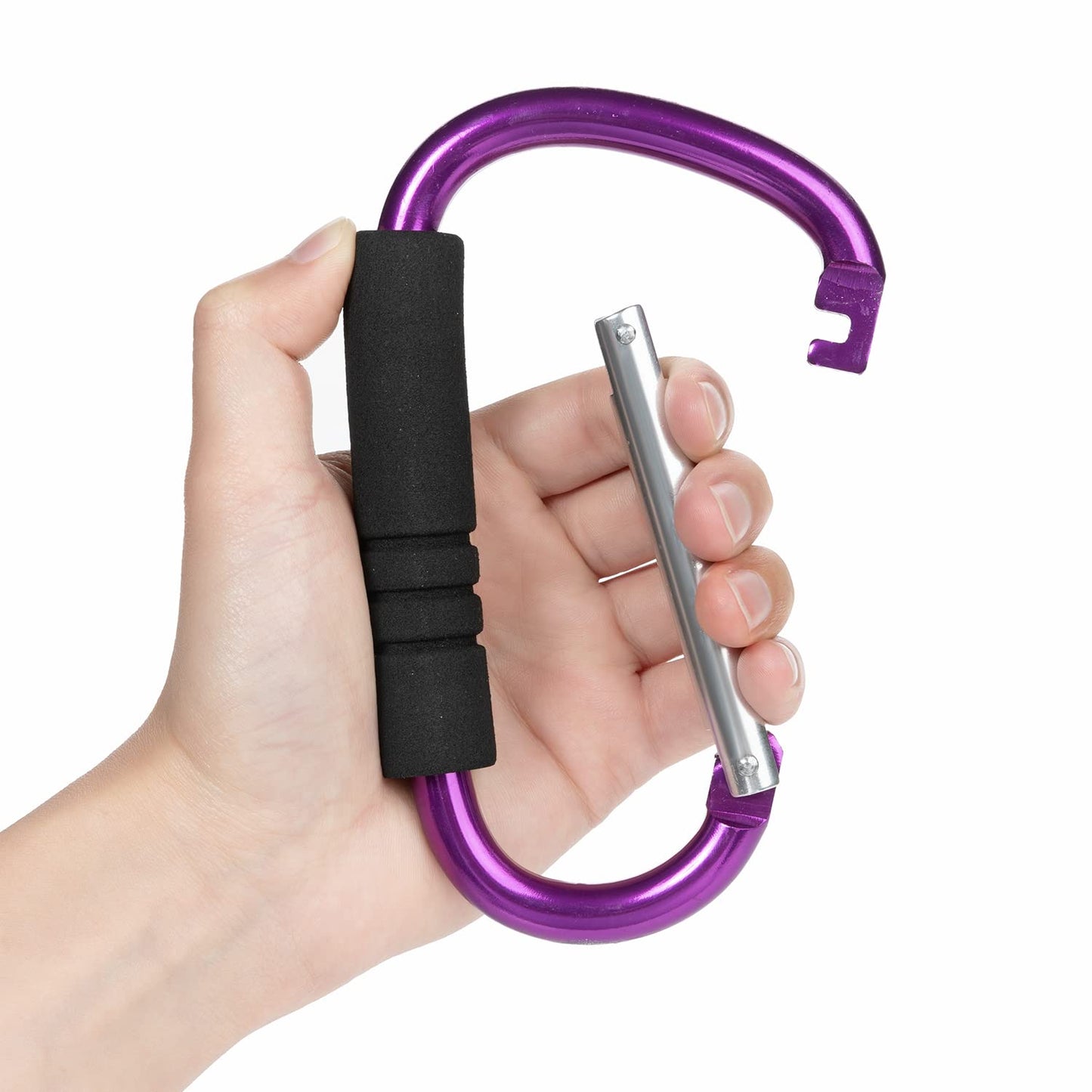 Funbliss Stroller Hooks by Baby，2 Pack Convenient Organizer Hook Bag Clips to Diaper Bags Clothing,Purses,Groceries,Great Hook Set for Mommy When Walking or Shopping Purple