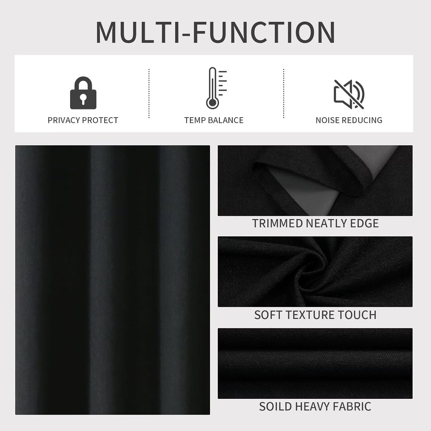 Joydeco Blackout Curtains 96 Inch Length, 1 Panel for Bedroom, Thermal Insulated Linen Black Out Curtains with Grommets (100x96)