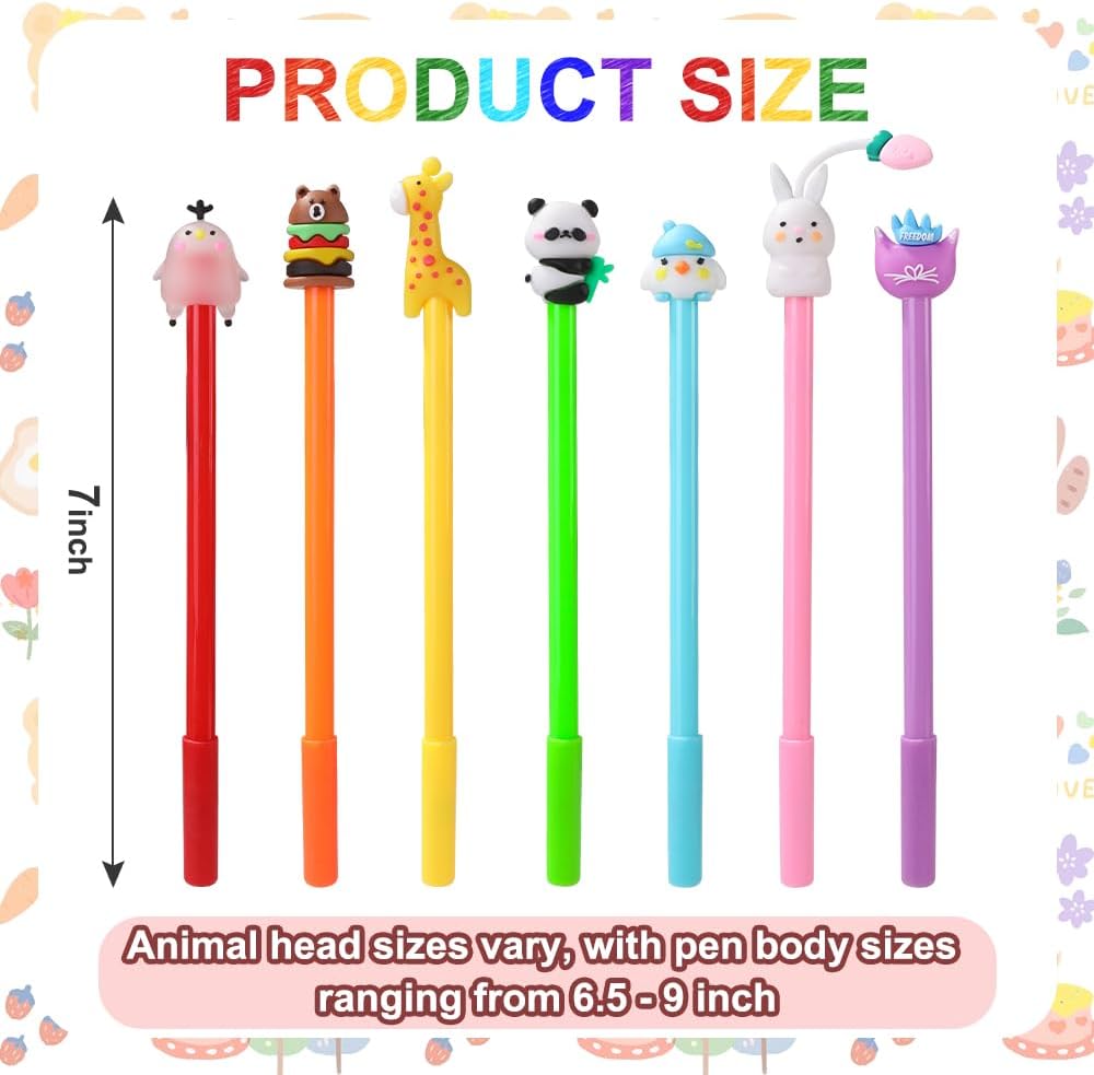 48PCS Cute Cartoon Gel Ink Pens 48 Styles Bulk Novelty Assorted Styles Animal Pens for Kids Fun Writing Students Rewards School Office Home Supplies