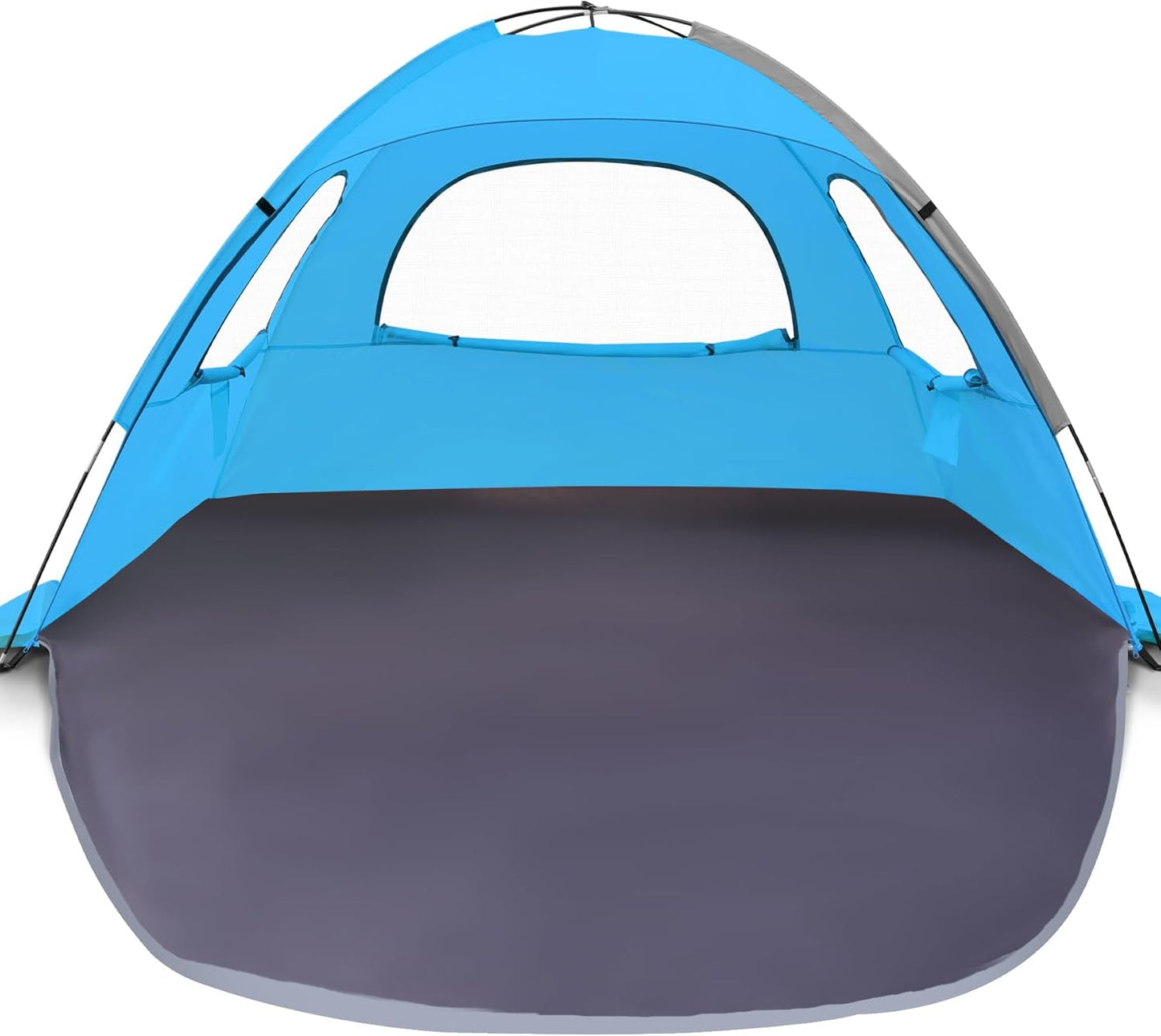 WhiteFang Beach Tent Anti-UV Portable Sun Shade Shelter for 3/4/6/8 Person, Extendable Floor with 3 Ventilating Mesh Windows Plus Carrying Bag, Stakes and Guy Lines