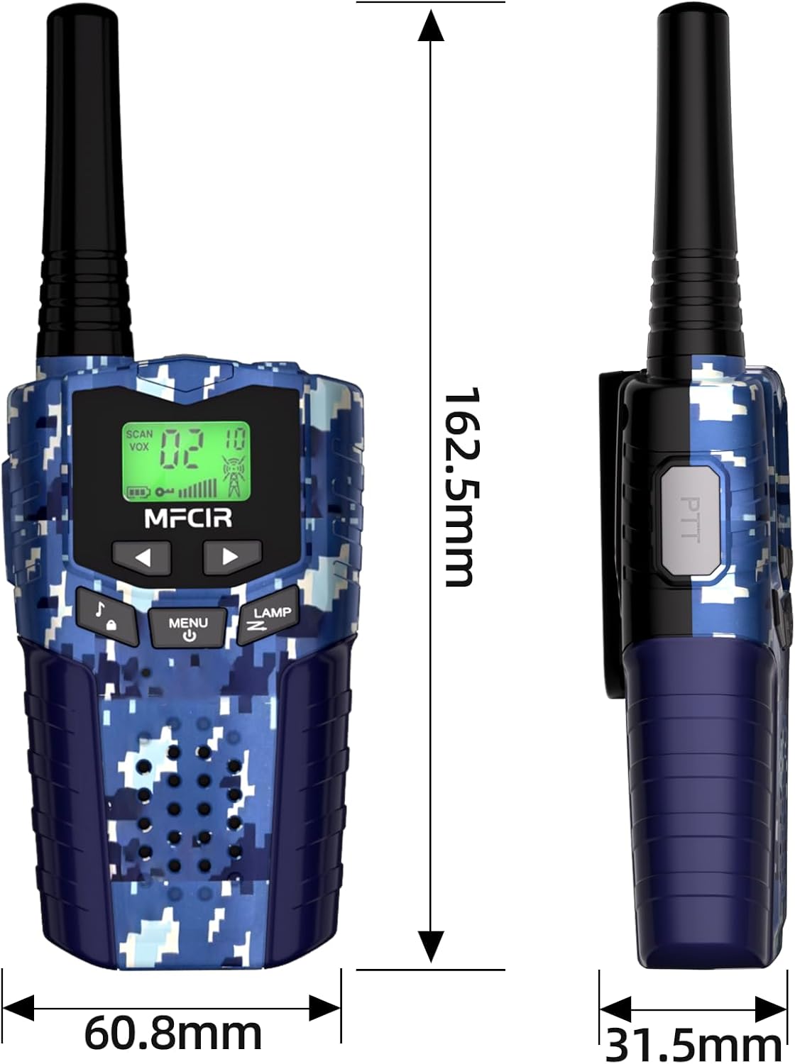 Rechargeable Kids Camouflage Walkie Talkies 3 Pack Long Range, 48H Work 7D Standby, LED Flashlight,Outdoor Camping Games Toys Gifts for 3-12 Year Old,Ideal Birthday for Boys & Girls