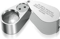 Leffis 40X Jewelers Loupe Magnifier Magnifying Glasses, LED/UV Illuminated Jewelry Loop Pocket Folding Magnifying Glass with Metal Construction for Close Work, Gardening, Kids, Stamp, Rock Collecting