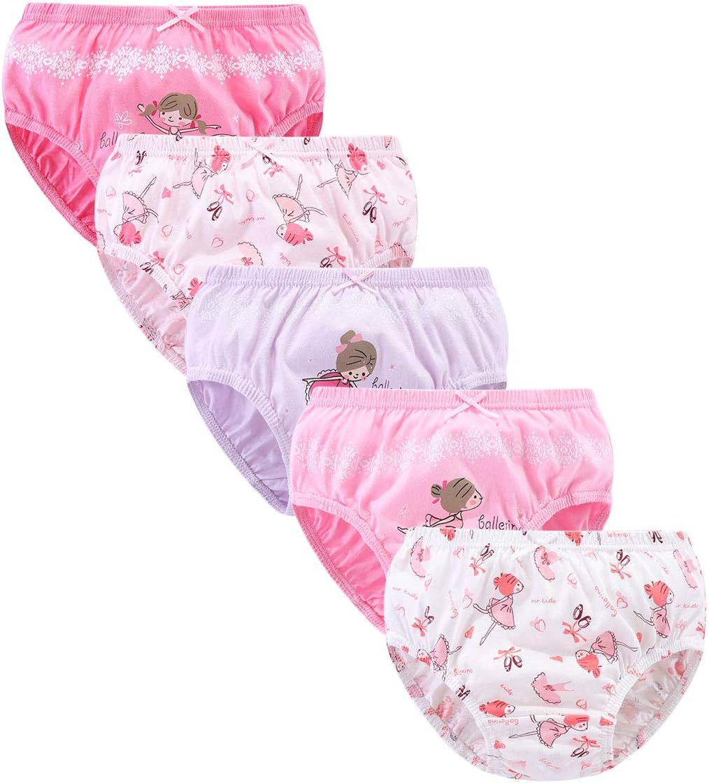CHUNG Toddlers Little Girls Cotton Briefs Panties Pack of 5/6 Print Underwear 2T-10Years