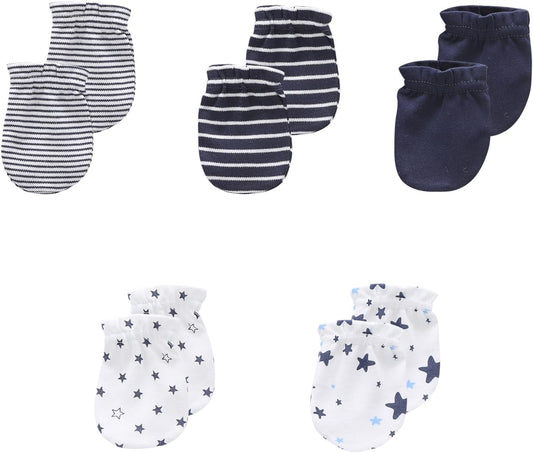 5 Pack Unisex New Born Boy Girls No Scratch Mittens Cotton Soft Baby Gloves Accessory 0-3 Months Infant Essentials