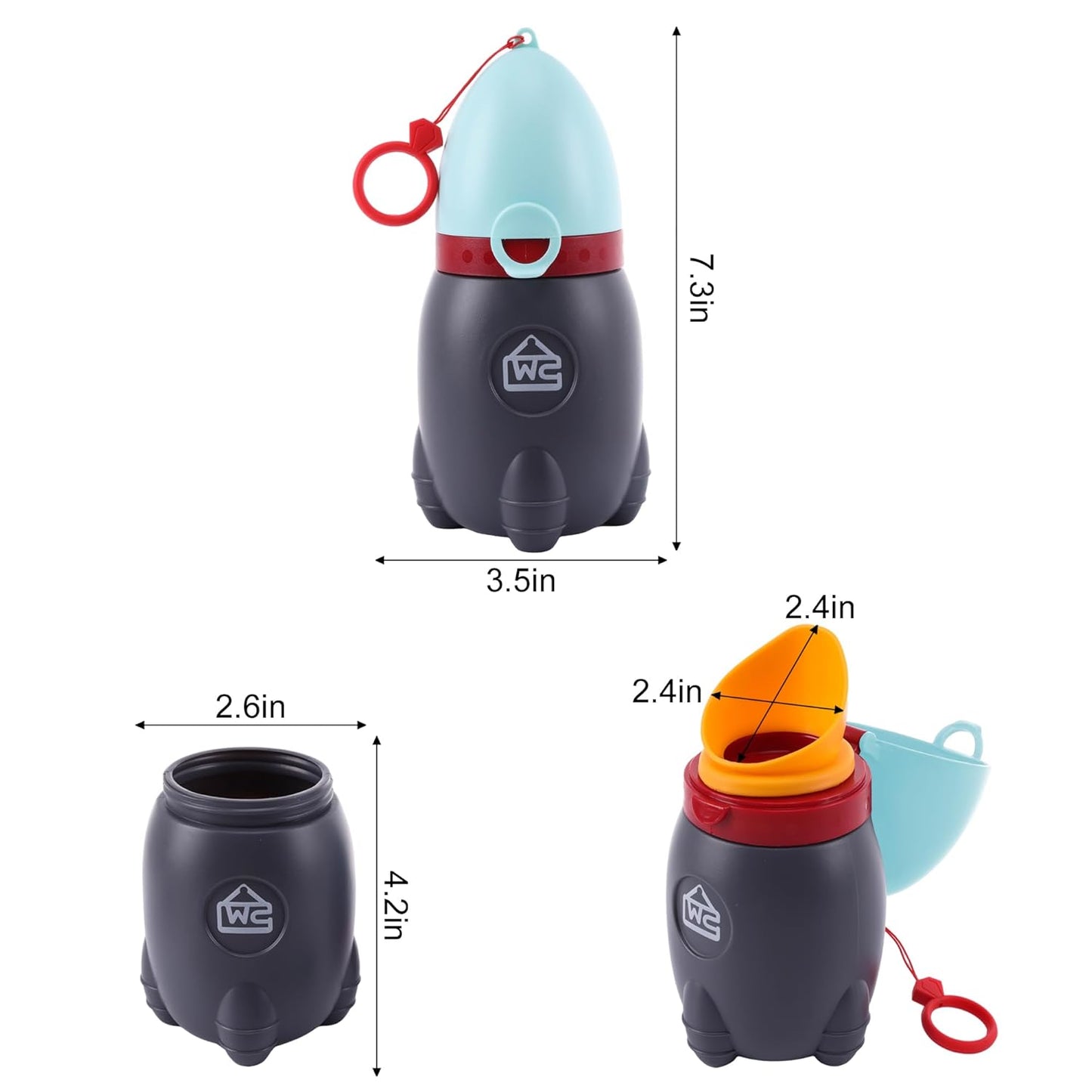 Travel Urinal for Kids,Rocket Toys Portable Emergency Urinal for Toddler,Light and Easy to Carry,Suitable for Car,Travel,Camping and Children's Urinal Potty Training(Quiet Blue)