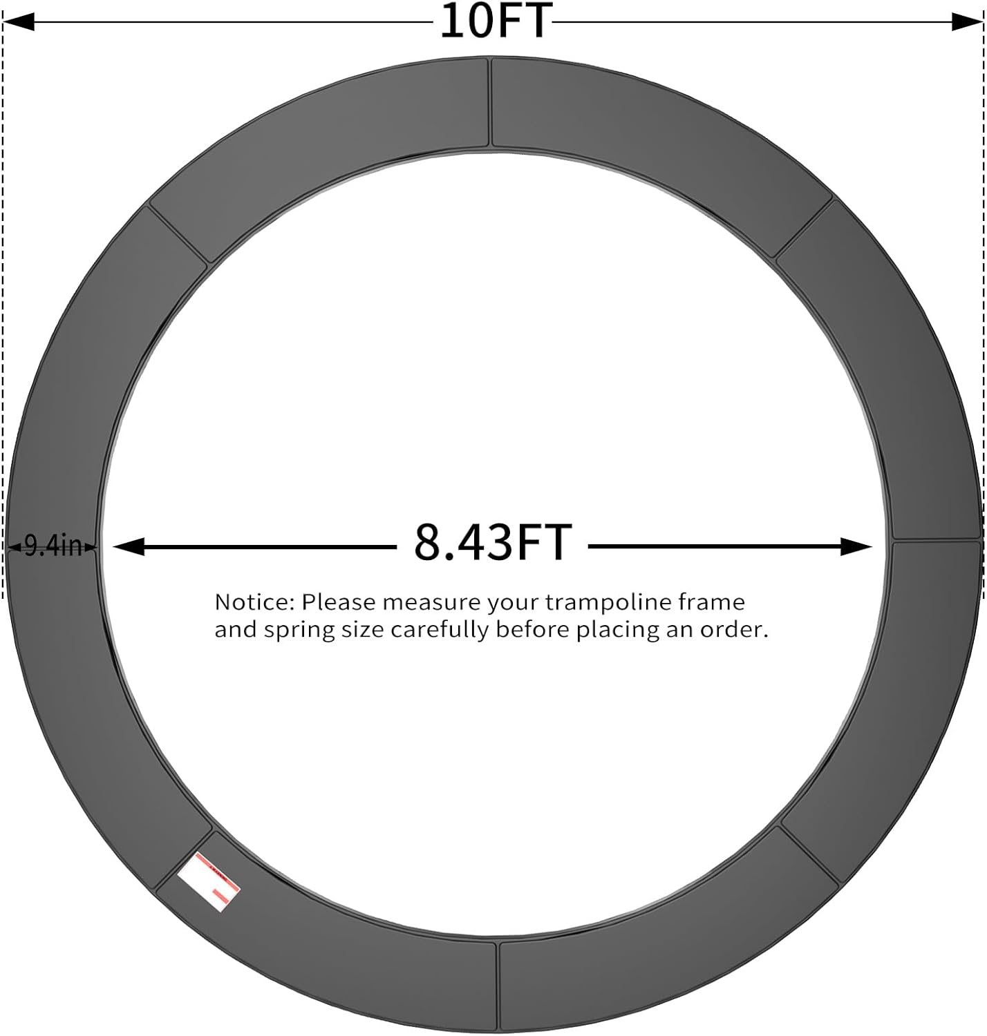 16FT/15FT/14FT/12FT/10FT Trampoline Safety Pad Replacement, Round Trampoline Spring Protection Cover, Fits 16FT/15FT/14FT/12FT/10FT Frames, Water-Resistant Trampoline Accessories