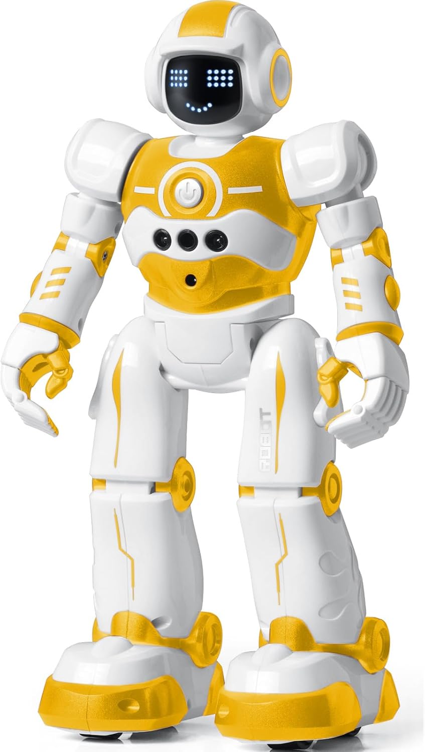 Robot Toys for Kids,Programmable Remote Control Smart Walking Dancing Robot Toy with Gesture & Sensing for Age 4 5 6 7 8 9 10 Year Old Boys for Birthday Present,Yellow