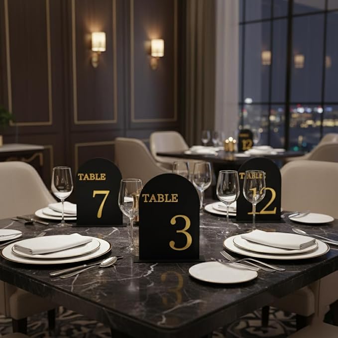 Arch Wedding Table Numbers 1-15 with Stands, 5" X 7" Double Sided Acrylic Wedding Sign Holders, Durable Non-Fading Table Number for Wedding Reception, Events, and Centerpieces